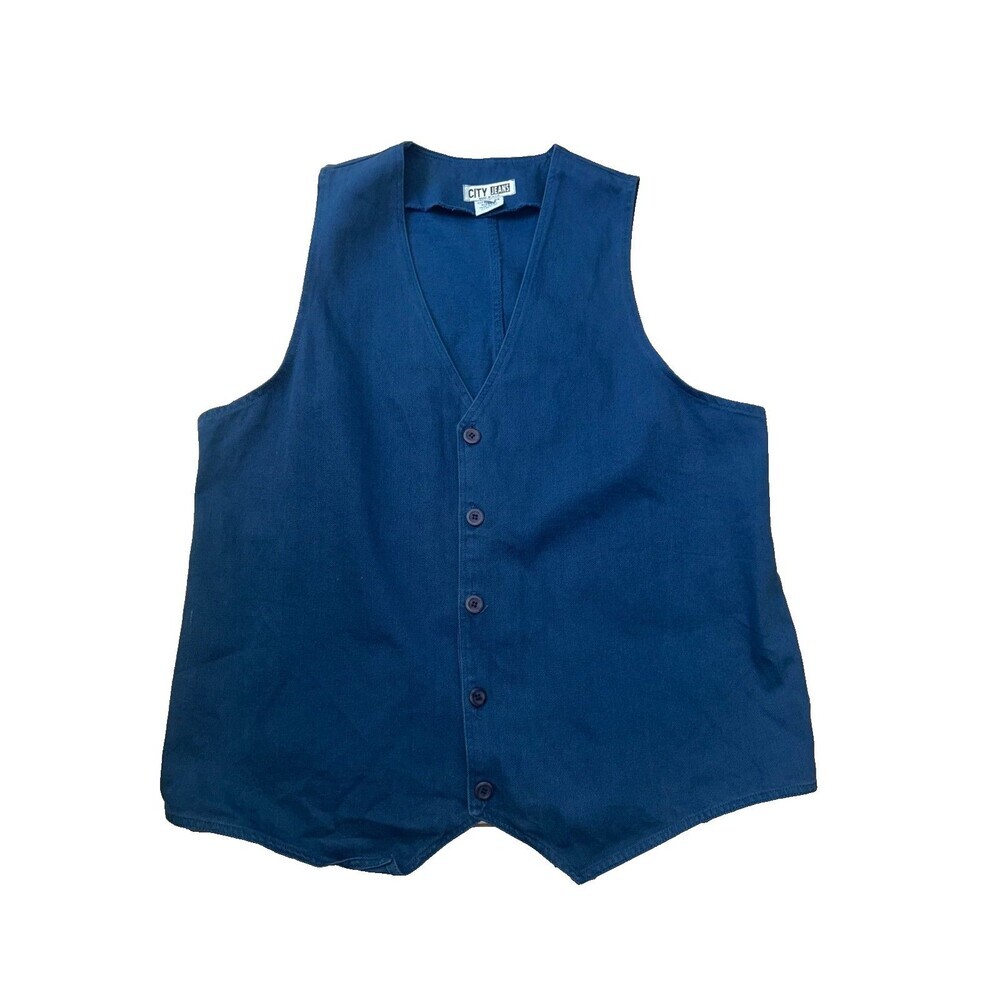 Men's Vintage 90's City Jeans Blue 100% Cotton Vest Size 1X